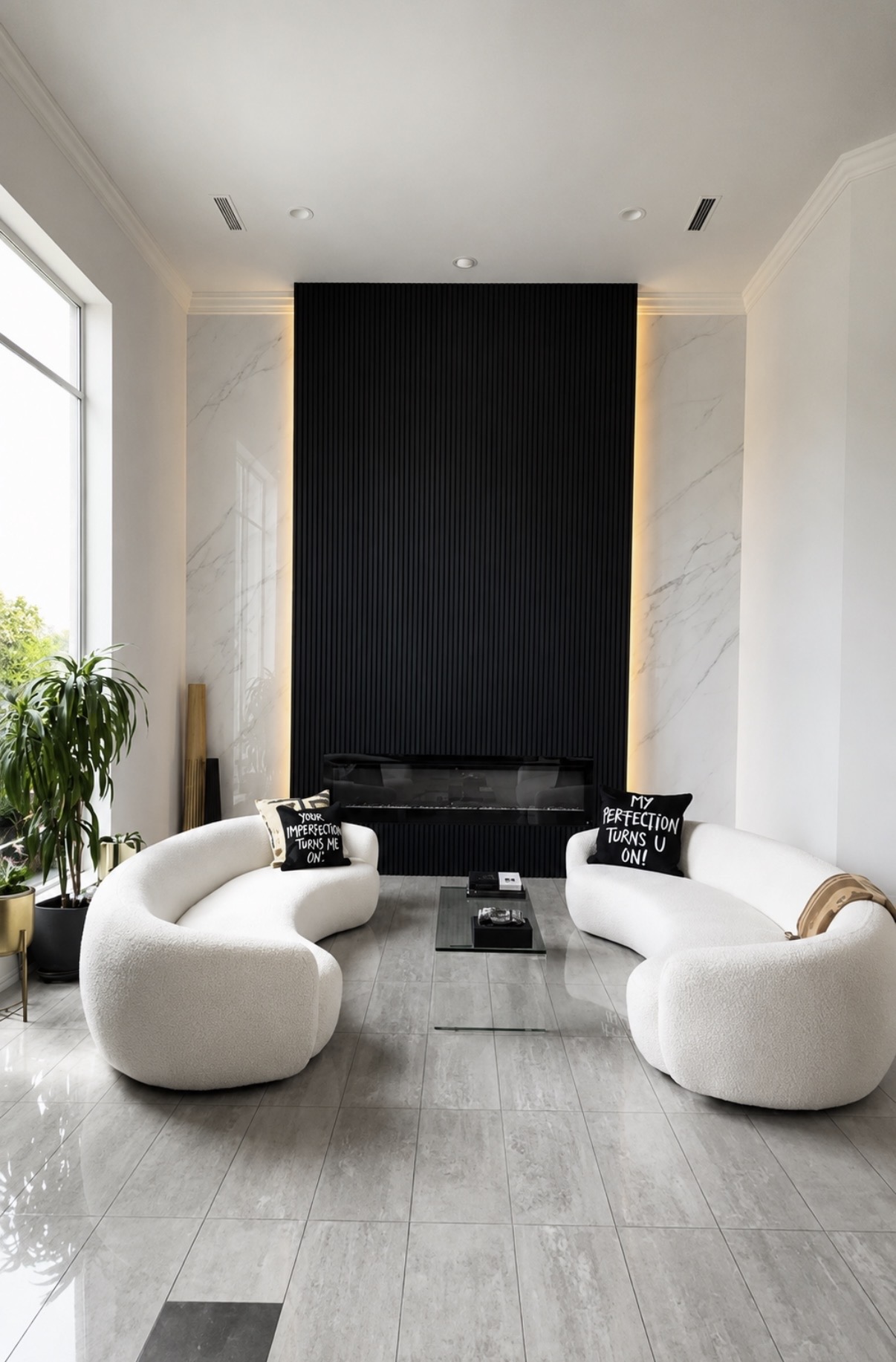 Black wood slat feature wall by Obsidian Walls